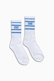 Men's Stripe Crew Socks - Blue 